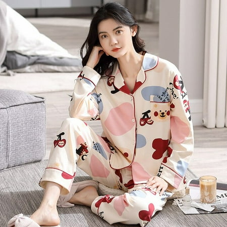 

CoCopeaunt New spring and autumn pajamas women cardigan combed cotton home wear set thickened lapel loose comfortable pijama