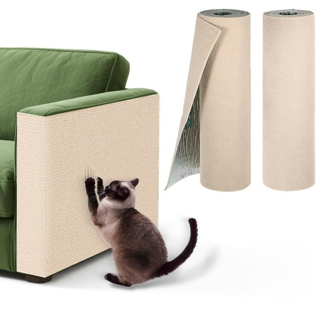 Alfombrilla para rascar para gatos de 78 x 15.7 pulgadas, autoadhesiva, para rascar gatos, para montar en la pared, para sofá, torres de interior, almohadillas para orejas de repuesto
