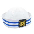 thumbnail image 5 of Fashion Navy Sailor Hat All-match Men Women Hat Casual Stylish Uniform Roll Up Brim Hat Ladies for Beach Summer White, 5 of 5