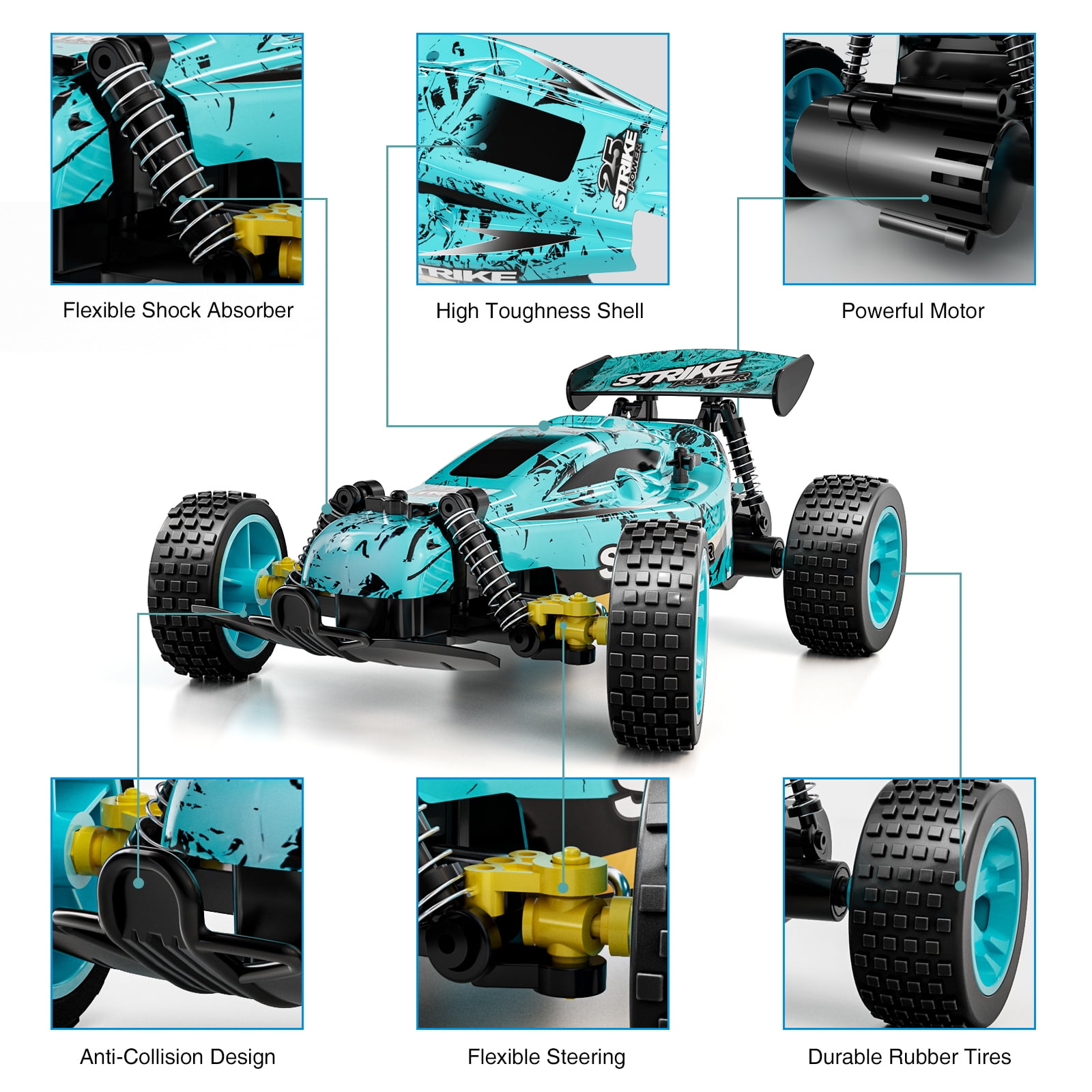 Tecnock RC Cars for Kids 1:18 Scale, High Speed 2WD Offroad Buggy, 2.4GHz Remote Control Car Racing with 50 Mins Playtime, Gift for Boys Girls