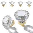 thumbnail image 1 of Crystal Knobs CEYMIO, cristal de 3,6 cm, paquete de 4 unidades, oro cepillado, 1 of 6