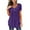 Purple, variant on ZZwxWA Women's Summer Solid Round Neck Button Pleated Short Sleeve Tops