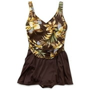 Women's Plus Floral V-Neck Swim Dress