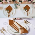 thumbnail image 2 of Burnt Orange Beige Striped Cloth Napkins, Modern Farmhouse Retro Lines Washable and Reusable Dinner Napkins Set of 4, Table Napkin for Kitchen Party Birthday Wedding Hotel Housewarming 20"x20", 2 of 8