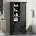 thumbnail image 2 of Euroco Laundry Hamper Cabinet with 2 Tilt-Out Baskets and Adjustable Shelves – Tall MDF Storage Cabinet for Bathroom or Laundry Room – Anti-Tip Design, 2 of 9