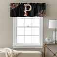 thumbnail image 3 of Black Letter P Flower Valance Curtain for Windows Watercolor Alphabet P Pink Beige Floral Leaf Rod Pocket Curtain Valances Short Window Treatments for Kitchen Bathroom Laundry Basement 56 x 16 Inch, 3 of 9