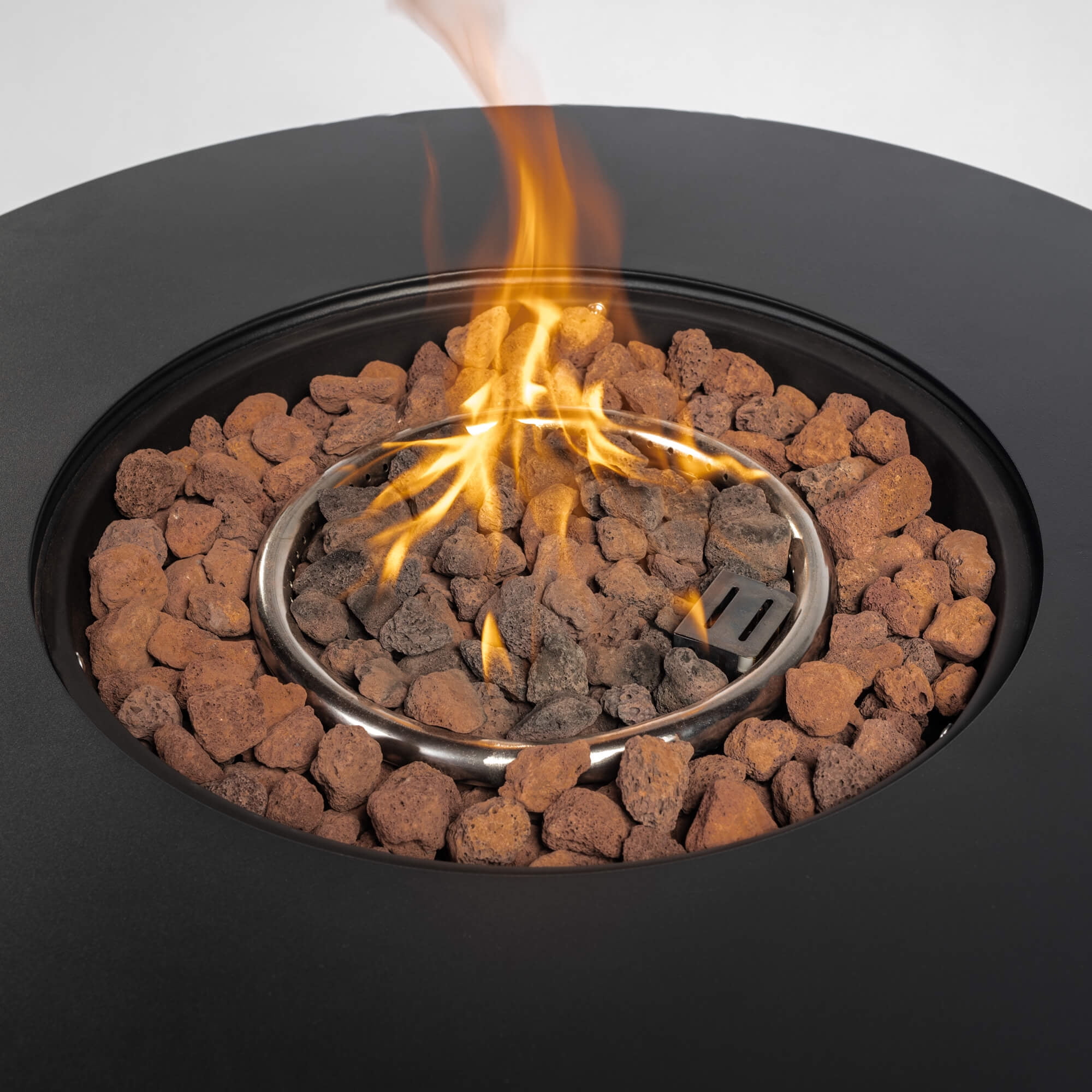 AJ Enjoy 30" Round 50,000 BTU Propane Gas Fire Pit Table with Lid, Black