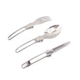 thumbnail image 2 of 3PCS/Set Stainless Steel Folding Fork Spoon Foldable Outdoor tableware set stainless Camping Picnic Tableware Dinnerware Kit, 2 of 9
