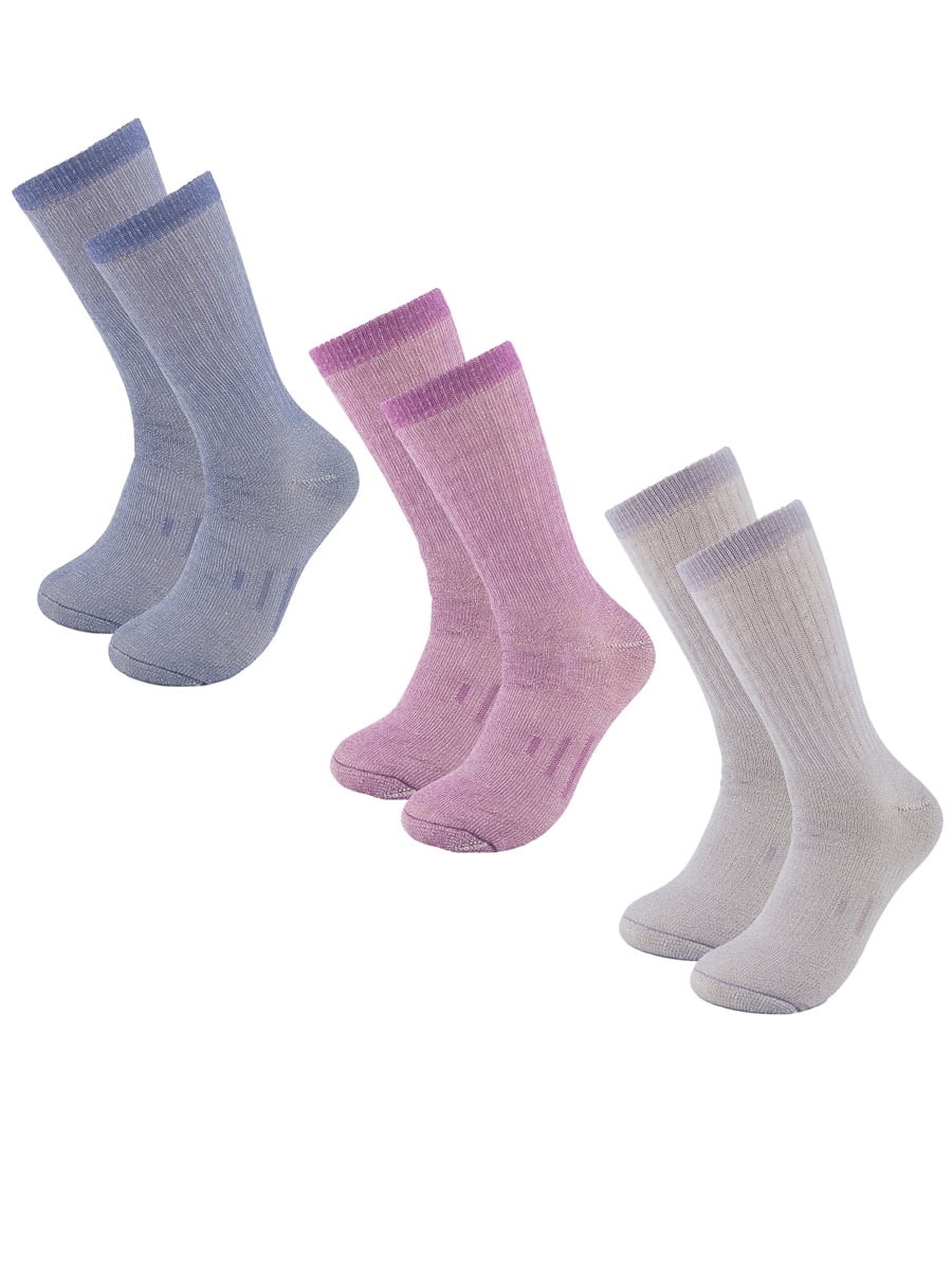 3 pairs Women wool cotton purple pink Christmas gift compression warm socks 