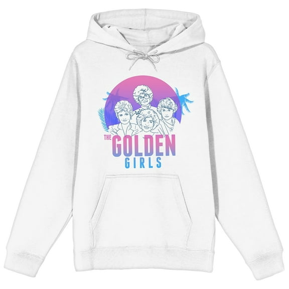 Golden Girls Gradient Sketch Women's White Hoodie-Medium