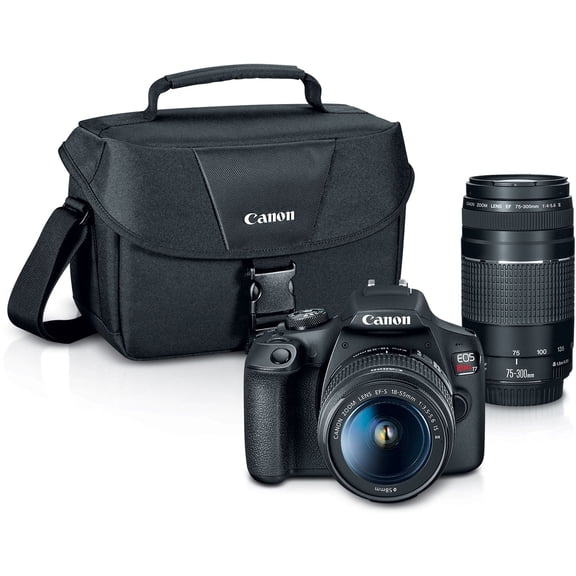 Open Box Canon EOS Rebel T7 Digital SLR Camera with EF-S 18-55mm & EF 75-300mm Lenses, APS-C Sensor, 24.1MP