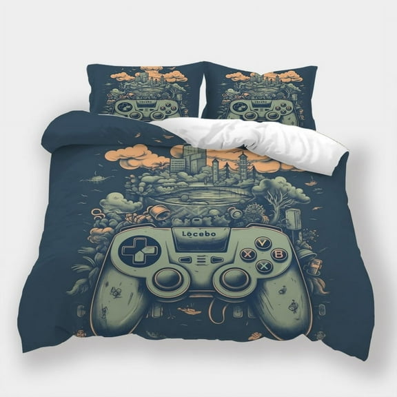 Duvet Cover Set Gamepad Printed Bedspreads Home Domitory Bedding Set Bedroom Decor,Full (80"x90")