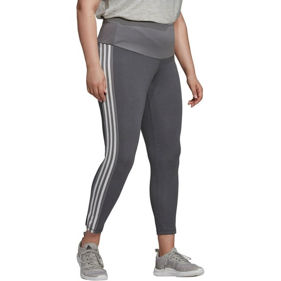 Adidas Women's High Rise 3-Stripes 7/8 Plus Size Tights (DGH/White, 2X)