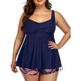 thumbnail image 2 of Women Plus Size Tankini Swimsuits Flowy 2 Pieces Bathing Suits with Shorts, 2 of 9