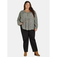 thumbnail image 2 of Terra & Sky Women's Plus Size Pintuck Blouse Top with Long-Sleeves, Sizes 0X-5X, 2 of 5