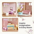 thumbnail image 4 of Tiny Land Wooden Dollhouse for Girls - 6 Rooms Wooden Doll House, DIY Pretend Doll House with 31Pcs Furniture Accessories, Creative Gift for Girl Ages 3+, Unicorn Purple, 4 of 6