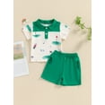 thumbnail image 5 of Baby Kids Boys Shorts Set, Short Sleeve Printed Shirt with Elastic Waist Shorts Toddler Set Summer Outfit, 5 of 10