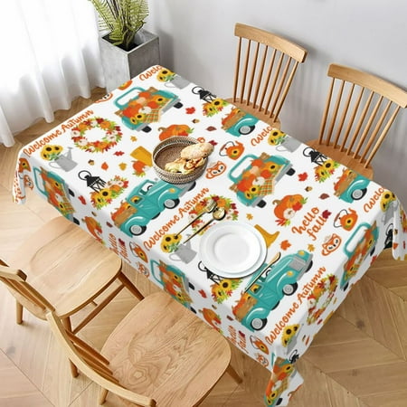 

Table Cloth Rectangle Table Fall Pumpkins And Sunflowers Tablecloth 60 x 90 Inch Wrinkle Resistant Decorative Fabric Table Cover for Dining Party Indoor Outdoor
