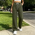 thumbnail image 4 of QIbmong Sweatpants Women Fall Winter Elastic Waist Activewear Drawstring Casual Loose Straight Workout Running Pants with Pockets(S,Army Green), 4 of 7