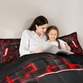 thumbnail image 5 of Manfei Neon Gamepad Bedding Comforter Set,Modern Geometric Plaid Twin Comforter Sets,Red Black Bedding Set For Boys Kids,Super Cozy Bedroom Decor Reversible,2 Pieces, 5 of 8