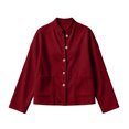 thumbnail image 5 of LUVDA Women's Corduroy Button Cardigan Fall Winter Band Collar Patch Pocket Shacket, 5 of 6