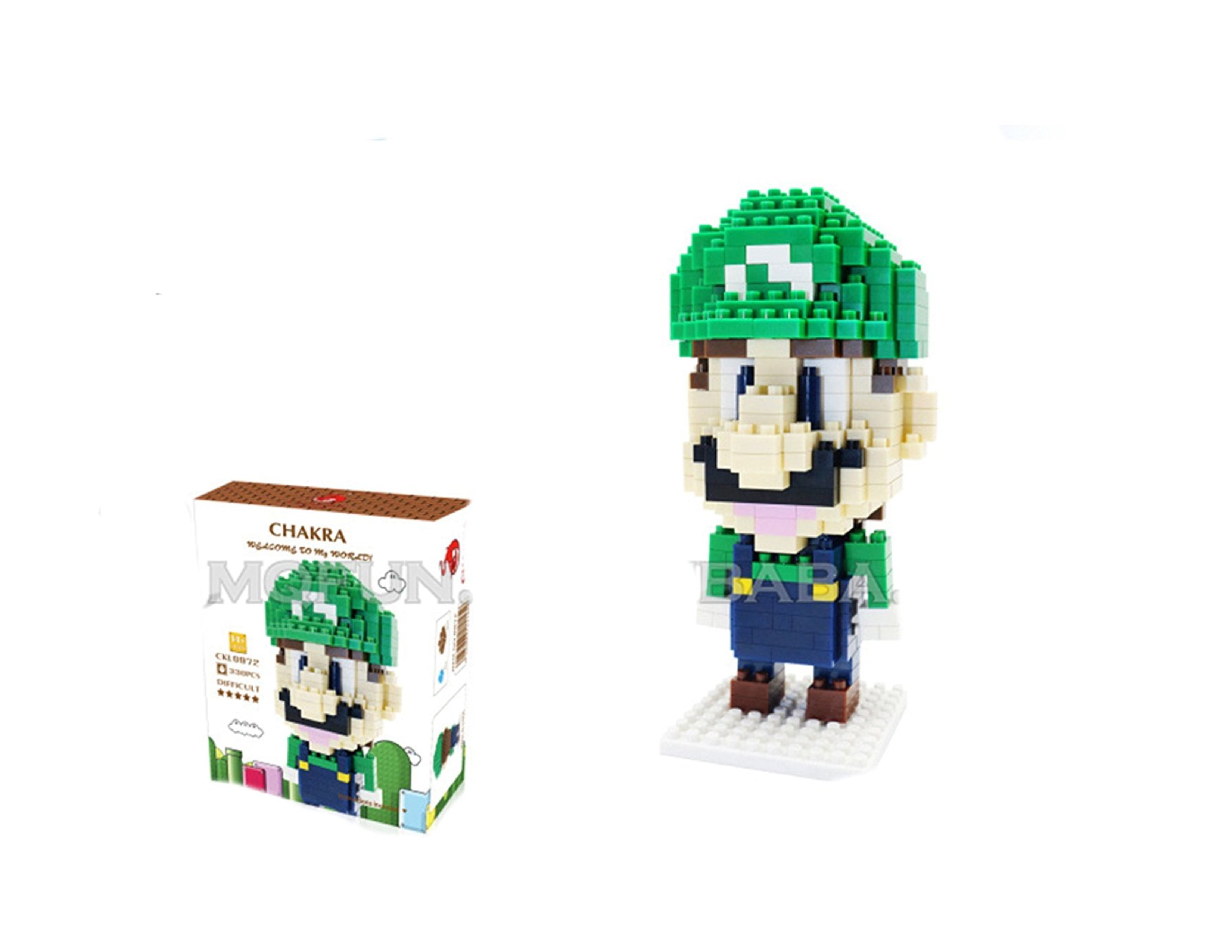 Mario Luigi Building Blocks Video Game Figurine Man Helmet Gift Toy 
