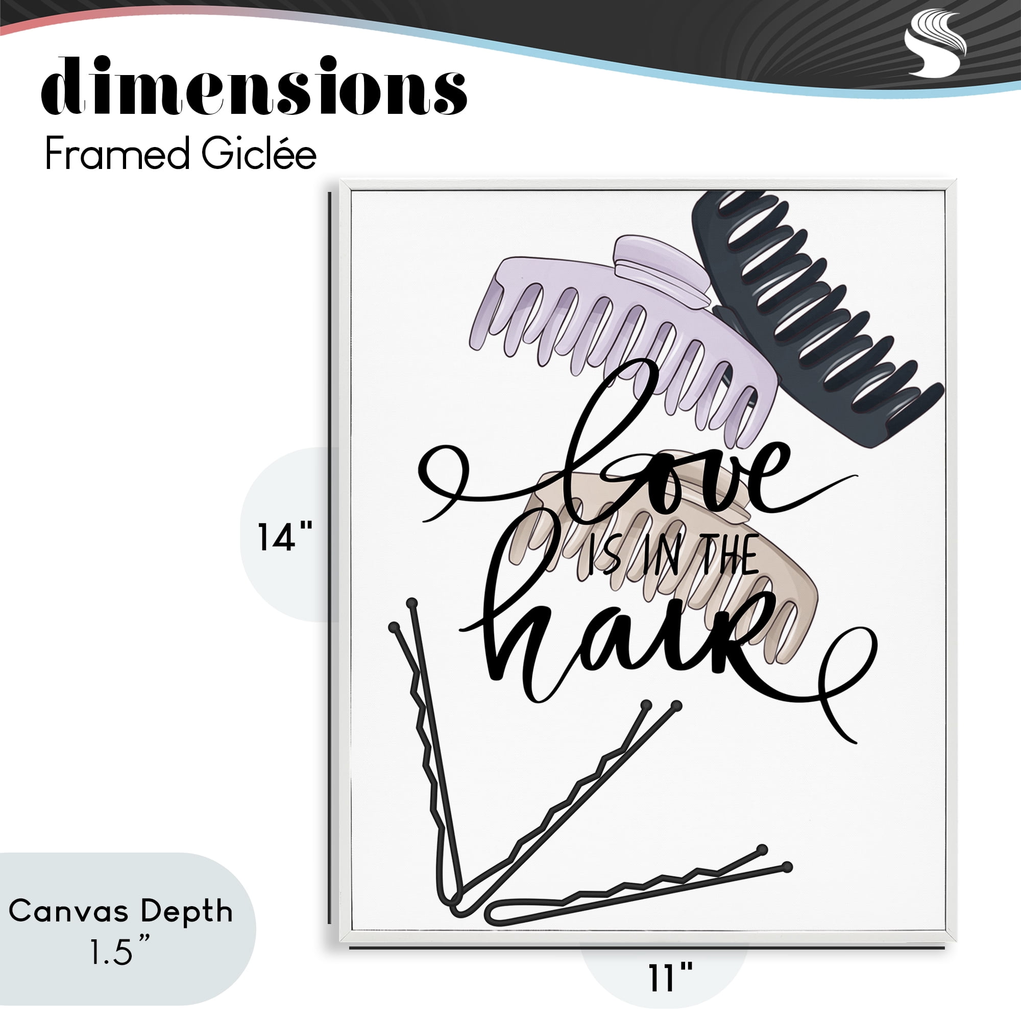 Stupell Industries Love Is In The Hair White Framed Giclee Art, design by Jesse Keith