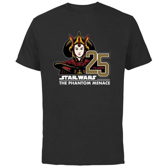 Star Wars The Phantom Menace 25th Anniversary Queen Amidala- Short Sleeve Cotton T-Shirt for Adults - Customized-Black