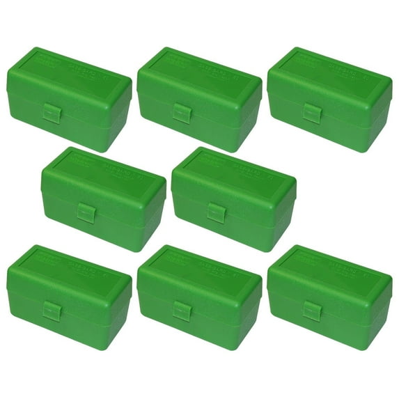 MTM 50 Round Flip-Top 220 Swift 243 308 Win Ammo Box - Green (8 Pack)