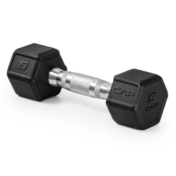 CAP 5 lb Rubber Coated Hex Dumbbell with Contoured Handle
