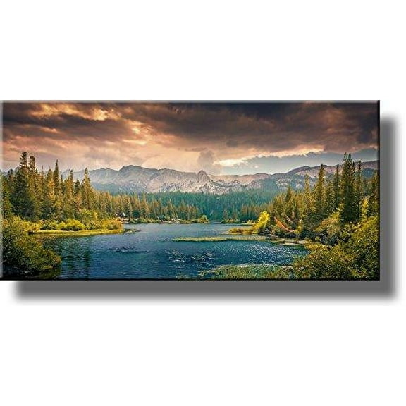 ArtWorks Decor River and Mountains 10” x 20” Canvas Art Prints