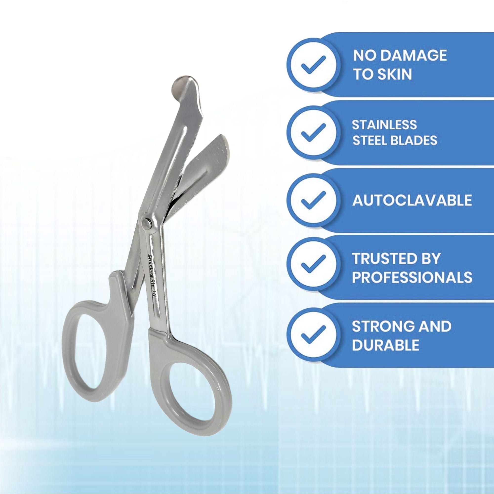 12/Pack Gray Handle Trauma Shears 7.25" Stainless Steel Scissors for Paramedics, EMT, Nurses, Firefighters + More