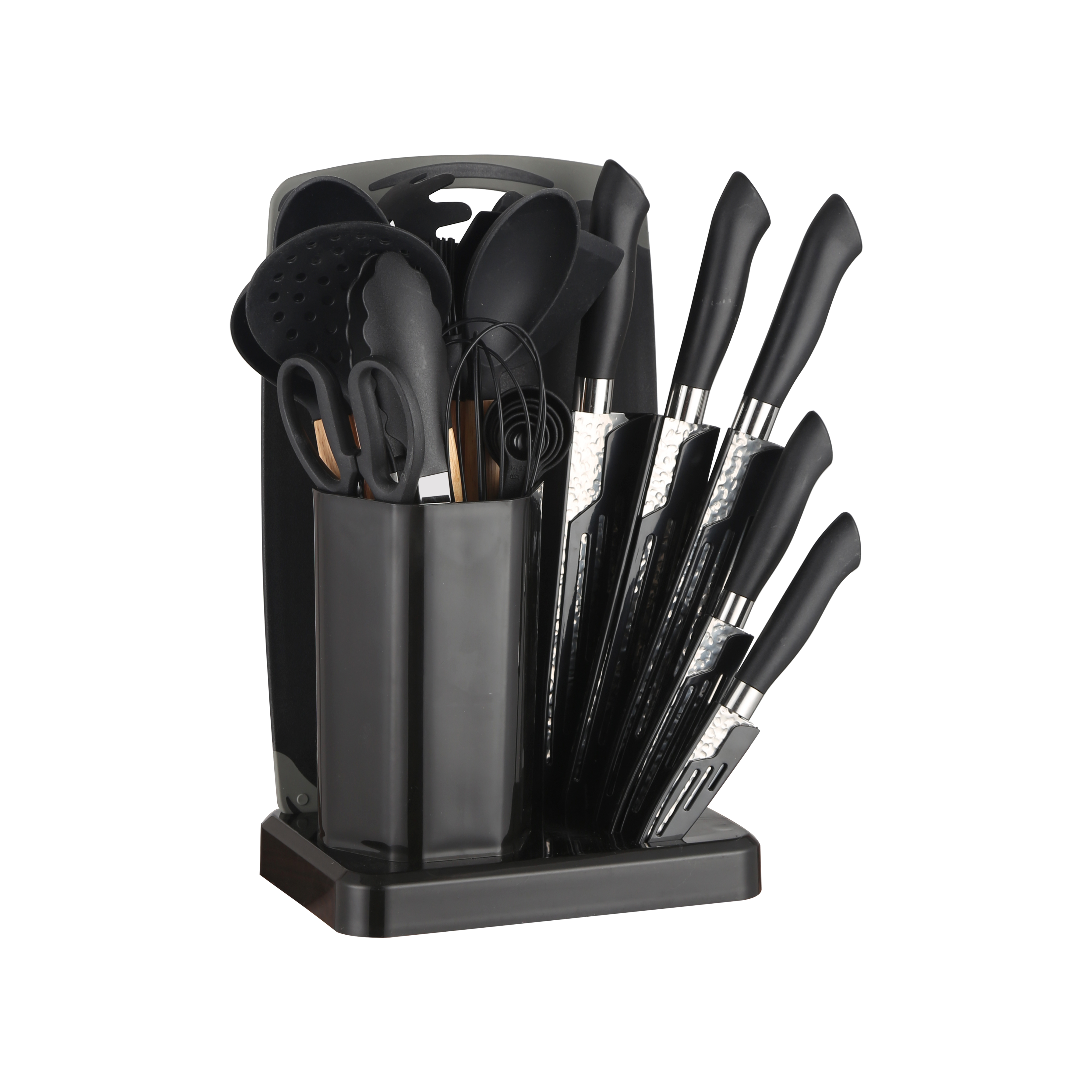 HEESEM 23 PCS Silicone Utensils Kitchenware Set with Removable Knife Cover, Non-Stick Heat Resistan Tools-Black