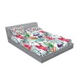 thumbnail image 2 of Ambesonne Floral Fitted Sheet & Pillow Sham Set, Watercolor Art Tropical, Full, Multicolor, 2 of 2