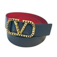thumbnail image 3 of Valentino Garavani VLogo Stud Reversible Belt Size 95 Gray Red Leather, 3 of 6