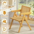 thumbnail image 2 of Rattan Chairs Set of 2, Bamboo Rattan Dining Chairs, Solid Wood Comfy Arm Chairs, Woven Cane Back and Seat Mid Century Modern Chairs, Vintage Decorative Boho Chairs for Kitchen, Bedroom, Living Room, 2 of 9