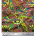thumbnail image 1 of Soimoi Viscose Chiffon Fabric Branches,Parrot & Leopard Jungle Decor Fabric Printed Yard 42 Inch Wide, 1 of 3