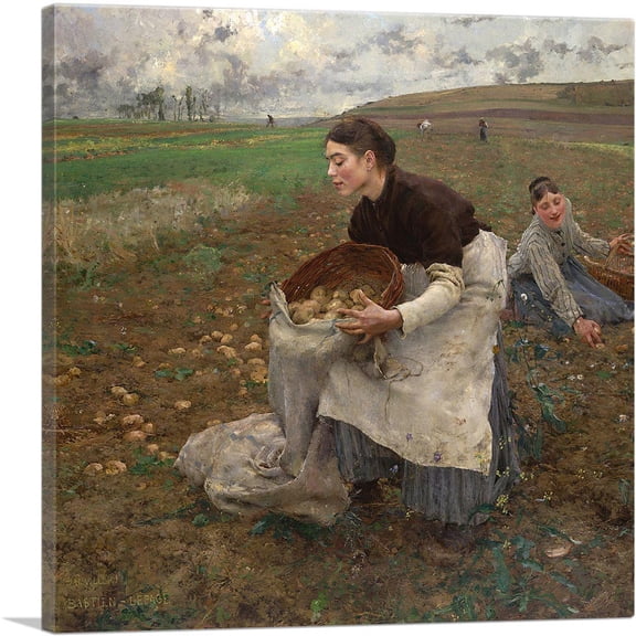ARTCANVAS The Potato Gatherers Canvas Art Print by Jules Bastien-Lepage - Size: 18" x 18" (0.75" Deep)