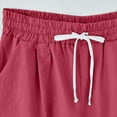 thumbnail image 3 of QLEICOM Women's Shorts Plus Size Cotton Linen Shorts, Jersey Shorts with Deep Pockets, Summer Solid Five Points Casual Pants, Walking Athletic Yoga Shorts, Hiking Cargo Comfy Beach Shorts Red Size 10, 3 of 4