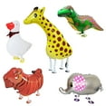 thumbnail image 1 of 5 animal walking balloons - giraffe + dinosaur + elephant + tiger + duck, 1 of 7