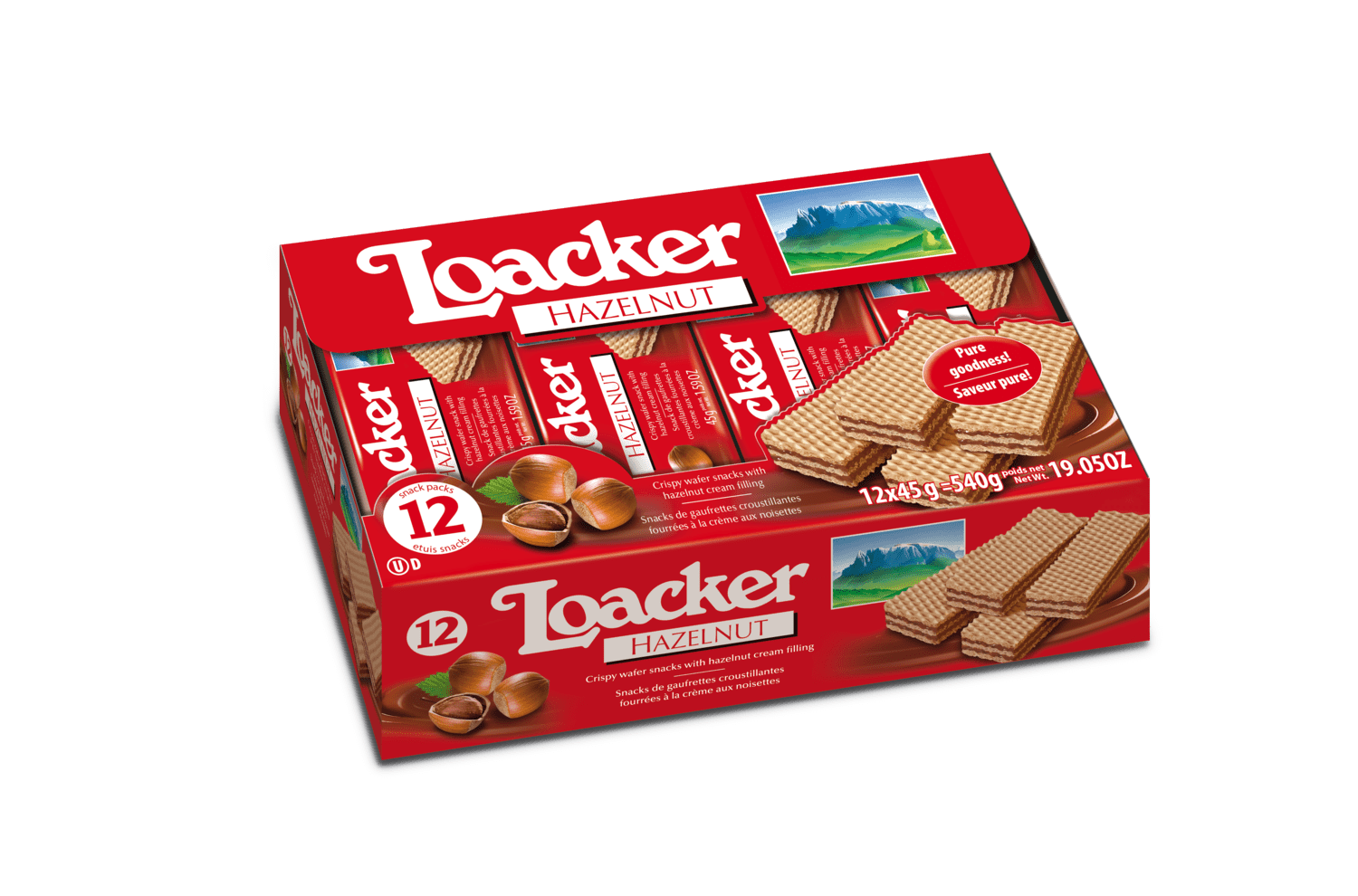 Loacker Hazelnut Wafers, 45g/1.59oz, pack of 12