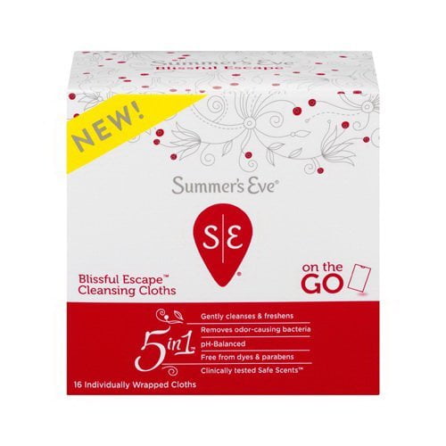 Summers Eve Blissful Escape Feminine Cleaning Cloths Gentle Cleanses & Freshens 16 Ct