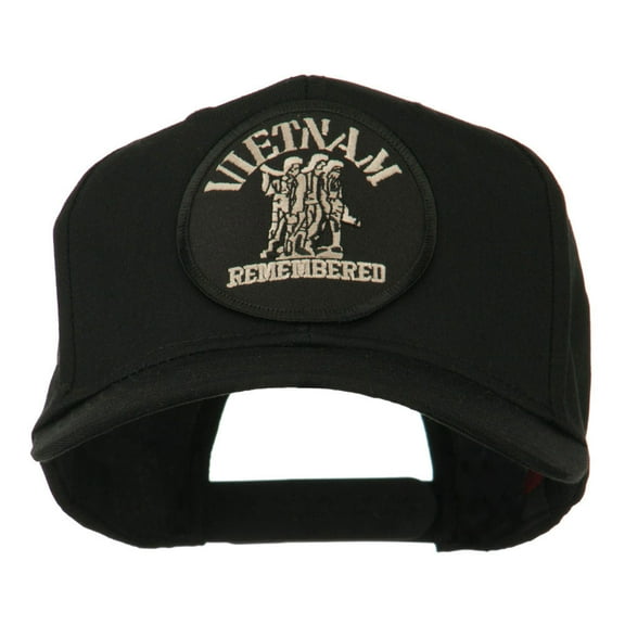 Vietnam Remembered Military Patched High Profile Cap - Black OSFM