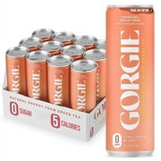 GORGIE Sugar Free Natural Energy Drinks, Sparkling Peachy Keen (12 Pack) - Healthy Energy Drinks - Natural Coffee Replacement with Green Tea Caffeine and Biotin - 150mg Caffeine, Vegan, & Low Calorie