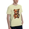 thumbnail image 4 of Men Vintage Steampunk Gear Butterfly Teddy Bear Graphic Crew Neck T-Shirt, Retro Machinery Plush Bear Poly Cotton Casual Short Sleeve Tee, 4 of 8