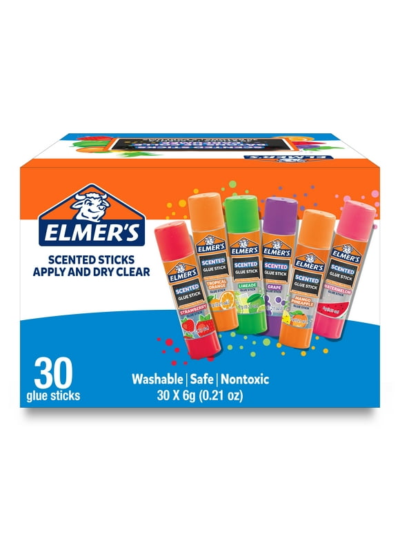 Elmers Scented Glue Sticks, Safe, Nontoxic School Glue, 30 Count (6g Each)