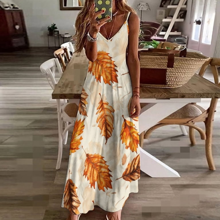 Autumn Harvest Maple Leaves Thanksgiving Fine Art Sleeveless Dress Summer  Dress Woman 2025 - Walmart.com