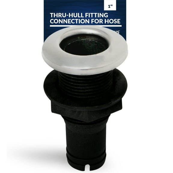 Five Oceans FO2996 Black Straight Thru-Hull Connection for Hose, 1 inch