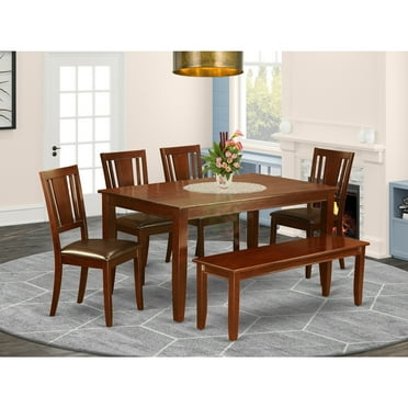 East West Furniture Dudley 6-piece Wood Kitchen Table Set in Mahogany