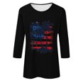 thumbnail image 3 of FAVIPT Women's 3/4 Sleeve Patriotic Tops 4th of July Crew Neck Tops American Flag Patriotic Print Blouses Casual Dressy Summer 2025 Tunic Tees Black,M, 3 of 3